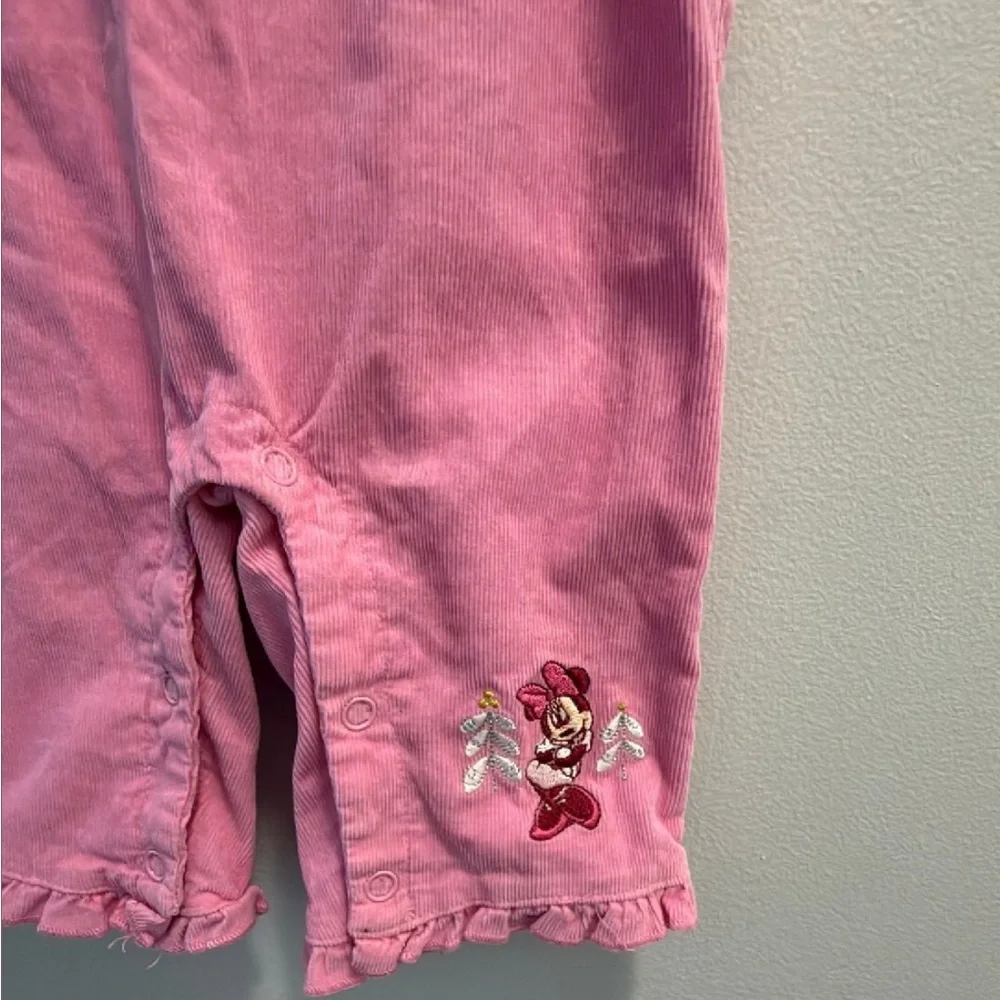 Vintage Minnie Mouse Disney Baby 3-6 months Corduroy Pink Embroidered Overalls - Picture 3 of 3